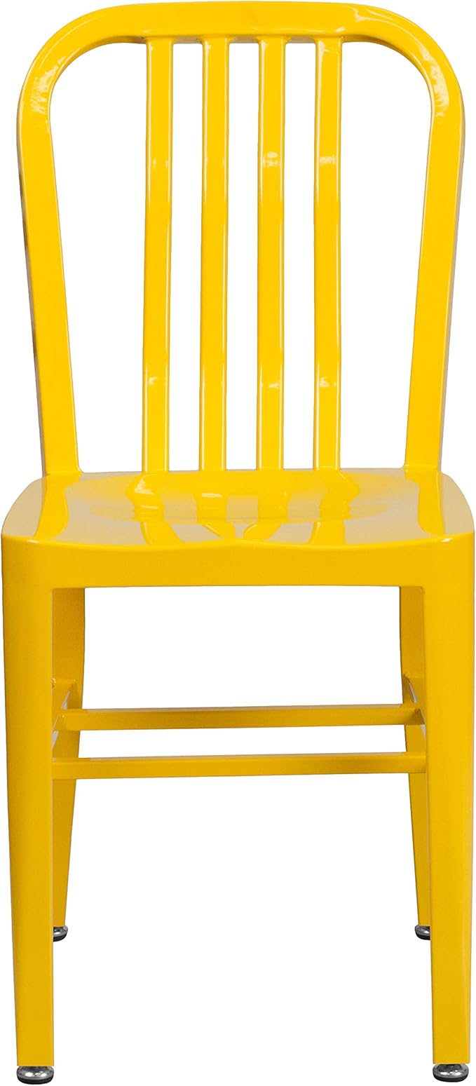 Flash Furniture Gael Commercial Grade 2 Pack Yellow Metal Indoor-Outdoor Chair