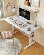 CubiCubi 55 x 24 Inches Electric Standing Desk, Height Adjustable Sit to Stand Desk, Home Office Table with Splice Board, White