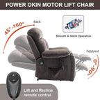 Oversized Lift Recliner Chairs for Elderly, 26in Extra Wide Power Chair with Massaga and Heating, Large Electric Lay Flat Recliners Sofa for Big and Tall Adult Lounging, Velvet Dark Brown
