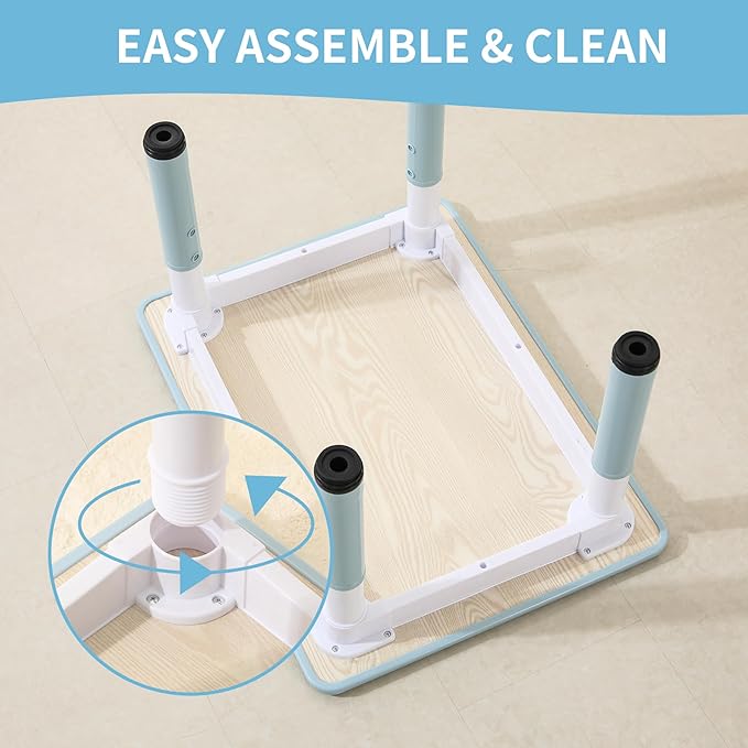 Toddler Table and 2 Chairs, Height-Adjustable Kids Table and Chairs Set, 31.5''L x 23.6''W Children Activity Table for Boys and Girls Aged 3-8