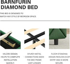 BarnFurin Twin Bed Frames with Headboard, Upholstered Bed with Diamond Tufted Design, Modern Platform Bed with Wooden Slats Support, No Box Spring Required, Easy Assembly, Green