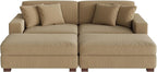 Modular Sectional Couches for Living Room, Modern Loveseat 2-Seater Sofa Couch with Ottoman, Upholstered Couches for Living Room Bedroom, Camel
