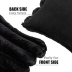Neelvin Black Faux Fur Cozy Soft Striped Decorative Throw Pillow Covers 26x26 inch Set of 2,Velvet Pillowcase Cushion Case for Sofa Couch