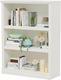 43 in Tall Bookcase, 3-Tier Bookshelf Open Storage, 33 inch Wide Floor Standing Indoor Furniture, Book Cases for Home School Library Office Bedroom Kids, White 3 Tiers