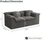 88" Sofa with Deep Seats Oversize, 3 Seater Cloud Couches, Upholstered Corduroy Couch for Living Room Bedroom, No Assembly Required, Dark Gray