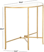 SAFAVIEH Couture Collection Tauri Brass Metal Glass Top Half Moon Console Table (Fully Assembled)
