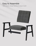 SONGMICS Accent Leisure Chair, Mid-Century Modern Arm Chair with Solid Wood Armrests and Legs, 1-Seat Cushioned Sofa for Living Room Bedroom Balcony Studio, Classic Black ULAC001B01
