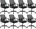 CLATINA Ergonomic Desk Chair, Mid Back Mesh Computer Chair with Lumbar Support and Armrest, Height Adjustable Swivel Chair for Home Office, Black (8PK)
