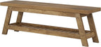 Tribesigns 55" Wood Entryway Bench with Shoe Storage, Large 2-Tier Narrow Hallway Foyer Seating Bench with Open Shelves for Entryway, Bedroom, Mudroom