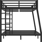 Bellemave Full XL Over Queen Bunk Bed for Adults, Full XL Over Queen Bunk Bed Frame with 2 Ladder and Full Length Guardrail, Easy Assemble, Mattress Not Included, Black
