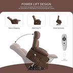 Oversized Power Lift Recliner Chair for Elderly, Big and Tall Lift Chair with Massage and Heat for Living Room, Fabric Electric Recliner Chairs with 4 Side Pockets, USB Charge Port,Brown