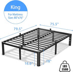 18 Inch King Size Bed Frame, 3500Lbs Heavy Duty Metal Platform with Round Corner Legs Mattress Slide Stopper, Steel Slat Support No Box Spring Needed, Noise Free, Non-Slip, Easy Assembly