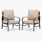 PHI VILLA Patio Furniture Conversation Set for 2, Deluxe Outdoor Patio Set with 2 Stable Padded Sofa Chair