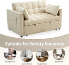 FLEXISPOT XCT4 Pull Out Couch for Small Spaces, 3-in-1 Convertible Loveseat Sofa Bed with Adjustable Backrest, Compact Futon Sofa Bed Twin Sleeper Loveseat for Apartment Dorm RV Guest Room,Cream