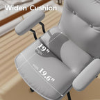 Grey Office Chair with Wheels,Triple-Layers Thicken Wide Seat Height Adjustable,Mid Back Computer Leather Desk Chair for Home,Office