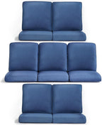 7-Piece Outdoor Patio Cushion Set - Fade & Water Resistant with Removable Olefin Cover, 22x24x4 Inch Memory Foam Cushions for Wicker Sectional Sof - Blue/Regular