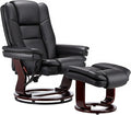 JC Home Argus Swivel Recliner with Ottoman, PU Leather & Wood Base Reclining Chair with Footrest, Ultra-Plush Double Foam for Living Room, Bedroom and Office