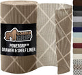 GORILLA GRIP powerGRIP Drawer Shelf and Cabinet Liner, Thick Strong Hold, Non-Adhesive Liners Protect Kitchen Cabinets and Cupboard, Bathroom Drawers, Easy Install, Breathable Mat, 12" x10', Beige