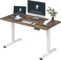 FLEXISPOT E6 3 Stages Dual Motor Electric Standing Desk 55x28 Inch Whole-Piece Board Height Adjustable Electric Sit Stand Desk(White Frame + Special Walnut Desktop, 2 Packages)
