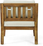 Christopher Knight Home Rossville Outdoor Club Chairs, Teak Finish + Beige