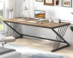 FOLUBAN 70.9" Computer Desk with Z-Shaped Legs, Industrial Work Executive Home Office Desk, Large 2 Person Gaming Study Desk Writing Table, Oak