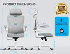 Ergonomic Office Chair - Computer Desk Chairs Comfy, Mesh High-Back Gaming Chair with Adjustable Lumbar Support, Executive Task Chair for Adults, Comfortable for Long Hours (Grey Silver)