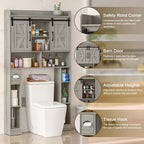 Farmhouse Storage Cabinet Over Toilet with Sliding Doors，Over The Toilet Storage Cabinet, Home Space-Saving Toilet Rack, for Bathroom, Restroom, Laundry