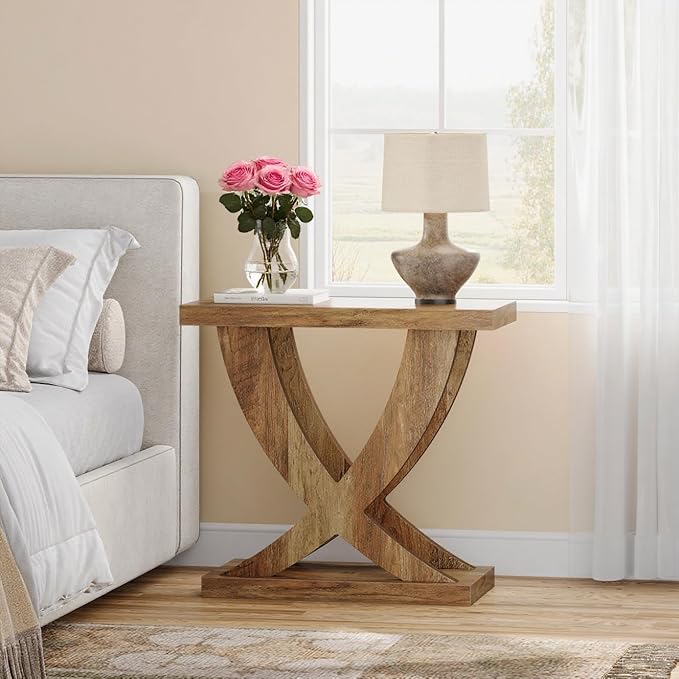 Tribesigns End Table for Living Room with Cross Fishtail Support Set of 2, Side Table and Farmhouse Accent Furniture for Small Spaces (2)