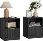 3-Piece Modern Bedroom Furniture Set, Wide 9-Drawer Dresser & 1-Drawer Nightstands Set of 2, Natural Wood Dresser and Nightstand Sets for Bedroom, Hallway, Black