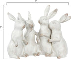 Creative Co-op EC0147 Whitewashed Polyresin Bunny Rabbit Quartet Figures and Figurines, White