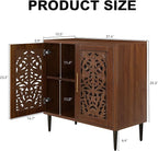 ARTPOWER Accent Cabinet with 2 Doors, Vintage Hollow Carving Buffet Cabinet, Sideboards and Buffets with Storage, Credenza for Living Room, Kitchen, Dining Room, Entryway, Hallway, Walnut