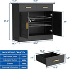 Buffet Cabinet with Storage - Buffets & Sideboards Kitchen Storage Cabinet, Wood Console Table Coffee Bar Accent Cabinets for Living Room Dining Room Entryway Small 2 Doors & Drawers, Black 35.4"W