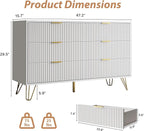 White Dresser for Bedroom, Modern Dresser with Gold Metal Handles & Chests of Drawers, Wood Chest of Drawers for Bedroom
