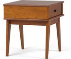 SIMPLIHOME Draper SOLID HARDWOOD 22 inch Wide Rectangle Mid Century Modern End Table in Teak Brown for the Living Room and Bedroom
