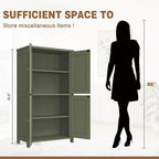 Nuturelly Bathroom Floor Storage Cabinet, Bathroom Organizers and Storage with Top Board & Metal Handles for Kitchen, Green