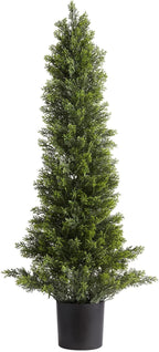VEVOR Artificial Cedar Topiary Trees, 36 inch 2 Set Faux Pine Shrubs Plants, Fake Silk Tree Look Real, Easy Assembly for Decor Front Porch Outdoor Patio Garden Balcony Backyard Indoor Office（3FT