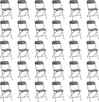 30 Pack Plastic Folding Chairs, Portable Party Chairs, Stackable Commercial Seats with Steel Frame for Home Office Wedding Party Indoor Outdoor Events Chairs, 350lbs Capacity,Gray
