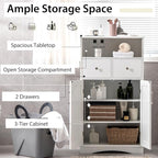Giantex Bathroom Floor Storage Cabinet - Freestanding Storage Cabinet with 2 Doors, 2 Drawers, 2 Adjustable Shelves, Storage Organizer for Living Room, Bathroom, Kitchen, Hallway Cabinets (White)