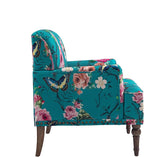 UIXE Floral Accent Chair, Living Room Arm Chairs Modern Nailhead Trim Club Armchair with Wood Legs, Comfy Upholstered Sofa Lounge Seat Reading Seat Bedroom Side Seating for Home Office