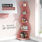 Tribesigns Corner Shelf, Modern 5-Tier Wall Corner Bookshelf, Stylish Corner Small Bookcase Storage Rack Plant Stand with Unique Shape for Living Room, Home Office (Pink, 1PC)