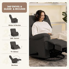 Dark Grey Glider Rocker Recliner,Swivel Rocking Recliner Chair,Glider Rocking Chair,Reclining Sofa Rocking Chair Nursery,23 Inches Deep Seat & 27 inches High Back,for Living Room