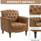 Lumibee Faux Leather Accent Chairs Set of 2, Contemporary Armchairs with Nailhead Trims & Wood Legs for Living Room, Upholstered Comfy Arm Chairs for Office,Bedroom-Camel
