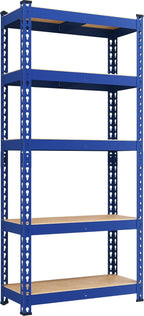 Yaheetech Storage Shelves 5 Tier Garage Shelving Heavy Duty Garage Shelves Adjustable Metal Shelving Unit Utility Rack Industrial Shelving for Warehouse Pantry Closet, 27.5" W x 12" D x 60" H, Blue