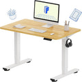 FLEXISPOT EN1 One-Piece Standing Desk 40"x24" Maple - Home Office Use, Height Adjustable with 4 Memory Presets, Supports Multiple Monitors, White Frame + Maple Top