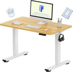 FLEXISPOT EN1 One-Piece Standing Desk 40"x24" Maple - Home Office Use, Height Adjustable with 4 Memory Presets, Supports Multiple Monitors, White Frame + Maple Top