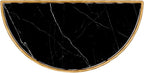 SAFAVIEH Couture Collection Jessa Brass Base & Black Marble Top Half Moon Console Table, Fully Assembled