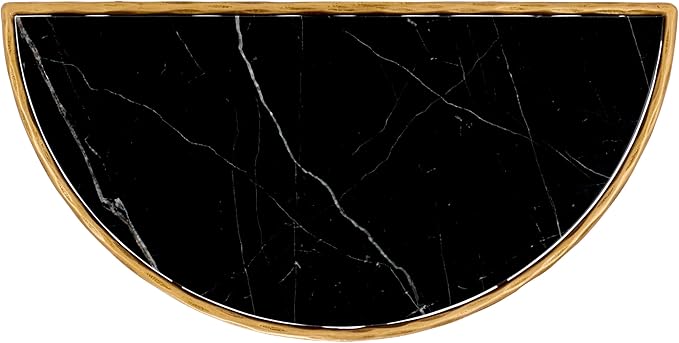 SAFAVIEH Couture Collection Jessa Brass Base & Black Marble Top Half Moon Console Table, Fully Assembled