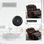 BEDHOURS Recliner Chair Lift Chair Recliners for Elderly Power Lift Chair with Massage and Heat Breathable Leather Recliner 3 Positions, USB Ports, 2 Cup Holders, 2 Side Pockets (Brown)
