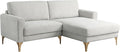 Studio Living® Matthew 83.5" Sofa Chaise, Mid-Century Modern, Pocket Coil Comfort, Reversable Chaise, Metal Brushed Bronze Legs, Chenille Fabric, Ivory