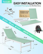 Outdoor Lounge Chairs for Pool, Aluminum Chaise Lounge Chairs with 5-Position Recliner, Patio Lounge Chair for Backyard, Poolside, Deck, Lawn, Light Green